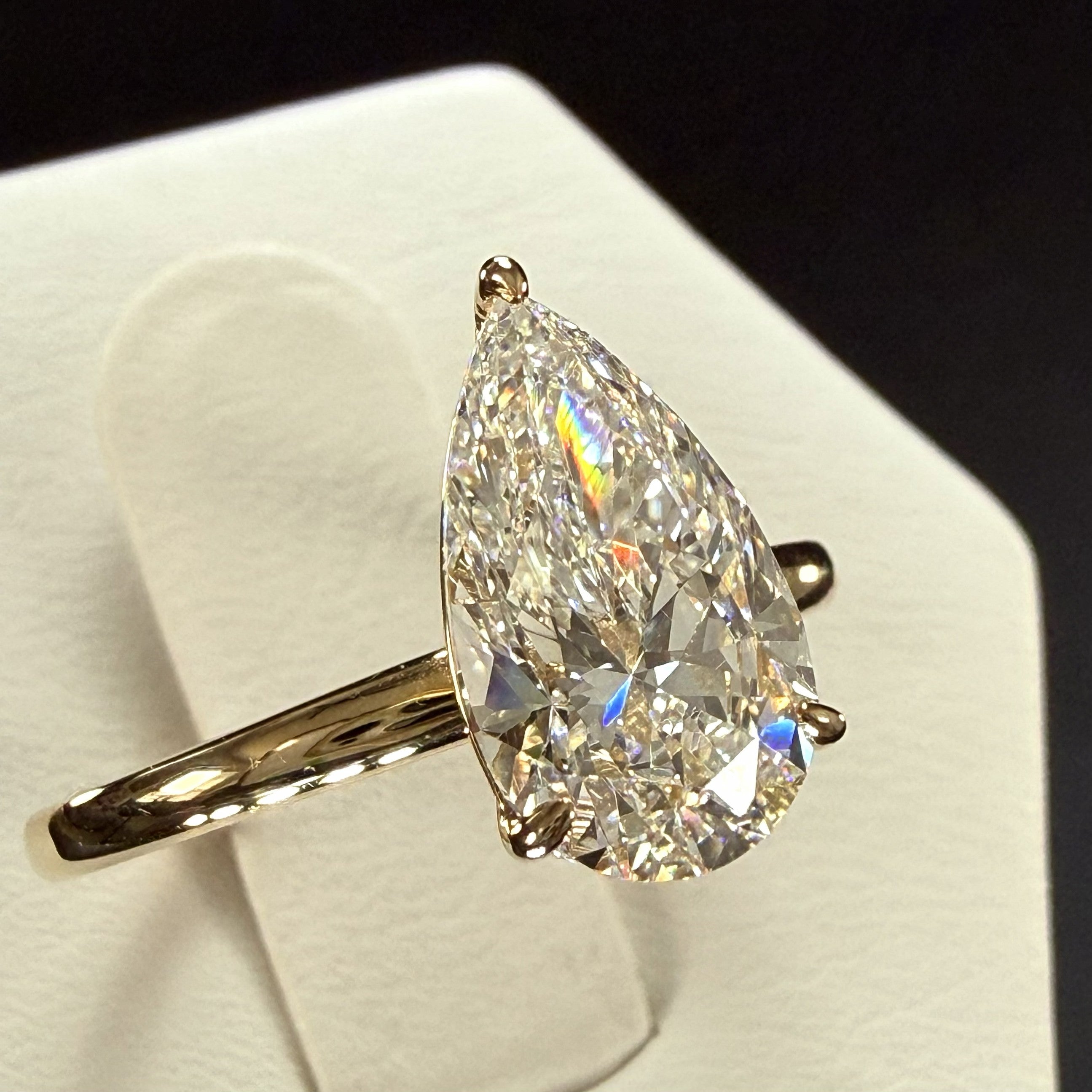 2ct Pear Cut Lab Grown Diamond IGI Certified 14K Yellow Gold Solitaire Engagement Ring