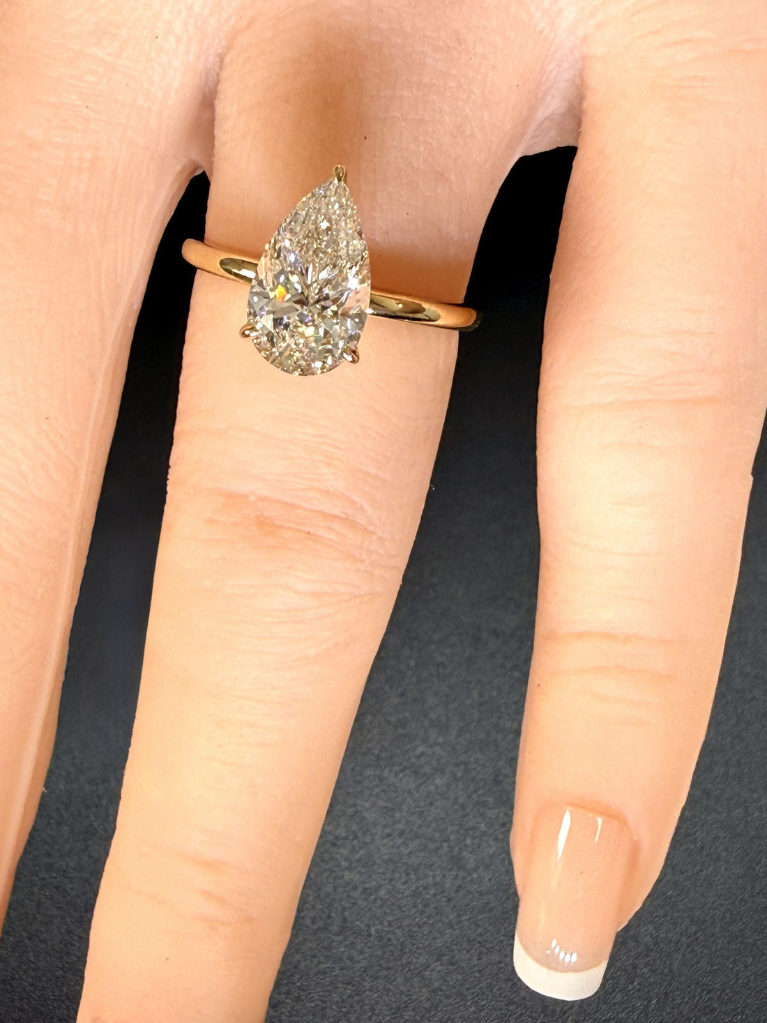 2ct Pear Cut Lab Grown Diamond IGI Certified 14K Yellow Gold Solitaire Engagement Ring