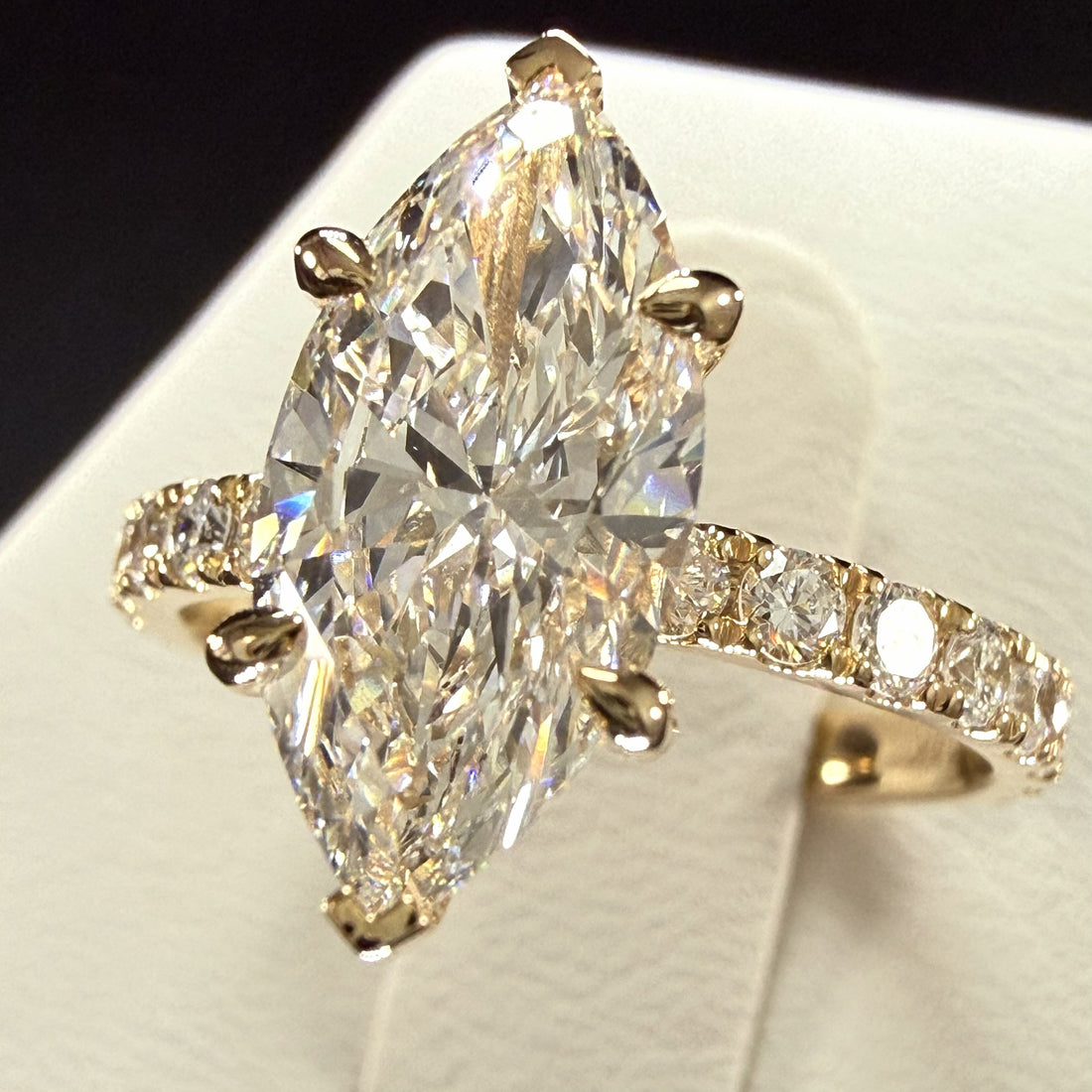 2.75 Total Weight Marquise Cut Diamond 14K Yellow Gold Engagement Ring