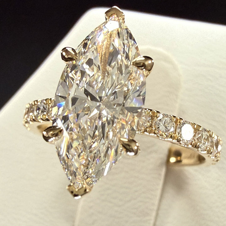 2.75 Total Weight Marquise Cut Diamond 14K Yellow Gold Engagement Ring