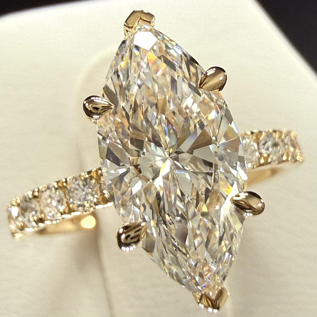 2.75 Total Weight Marquise Cut Diamond 14K Yellow Gold Engagement Ring