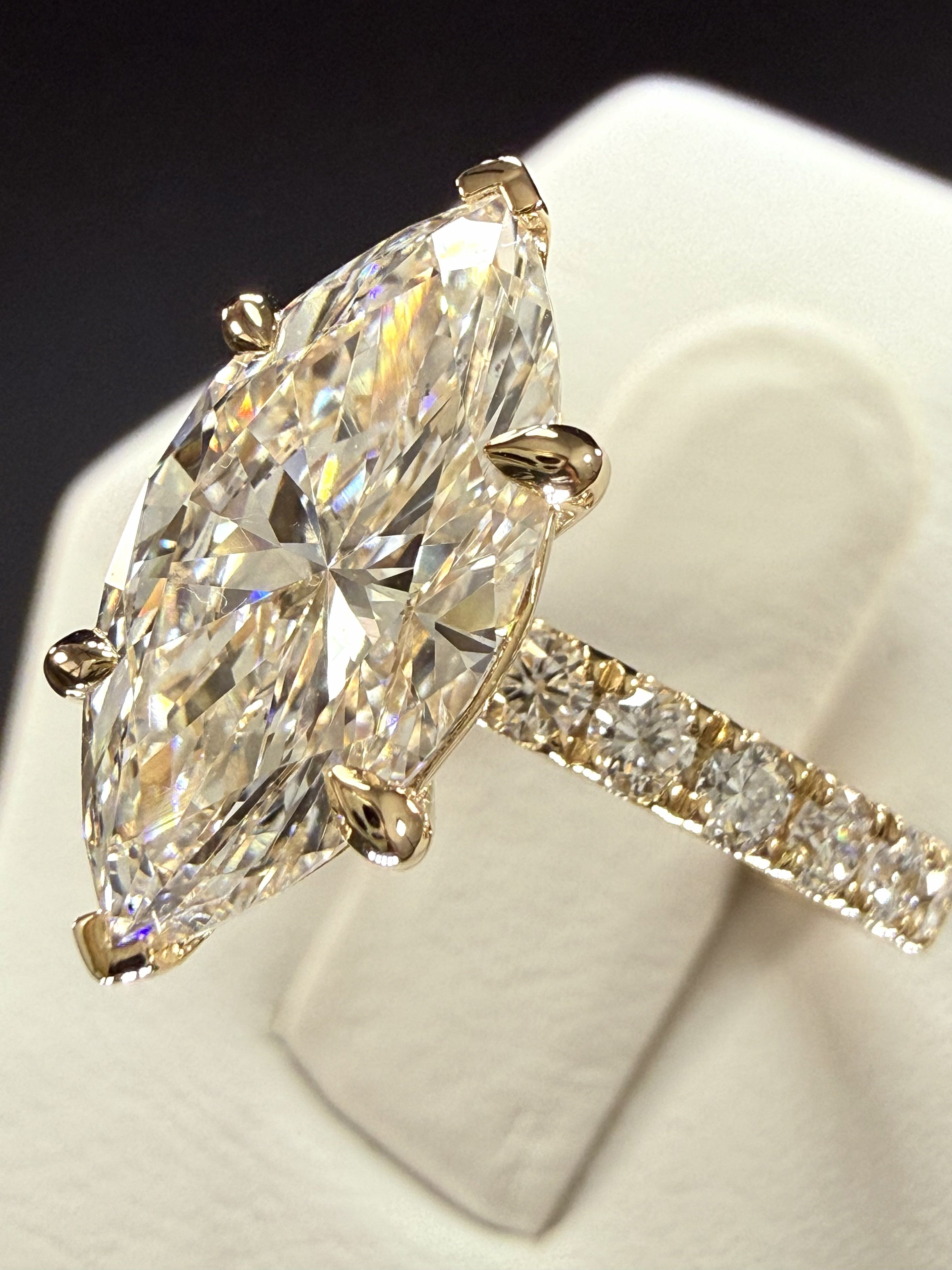 2.75 Total Weight Marquise Cut Diamond 14K Yellow Gold Engagement Ring
