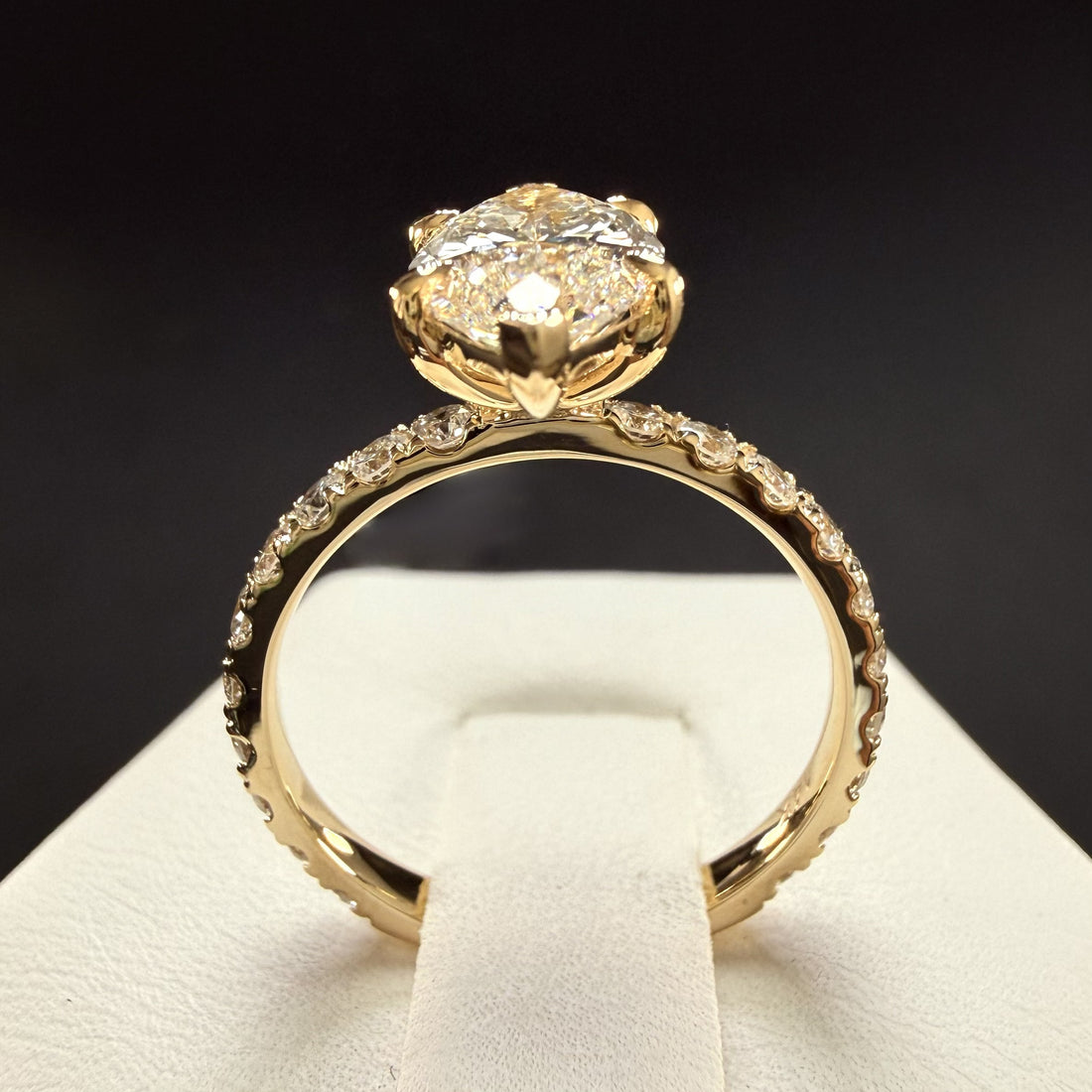 2.75 Total Weight Marquise Cut Diamond 14K Yellow Gold Engagement Ring