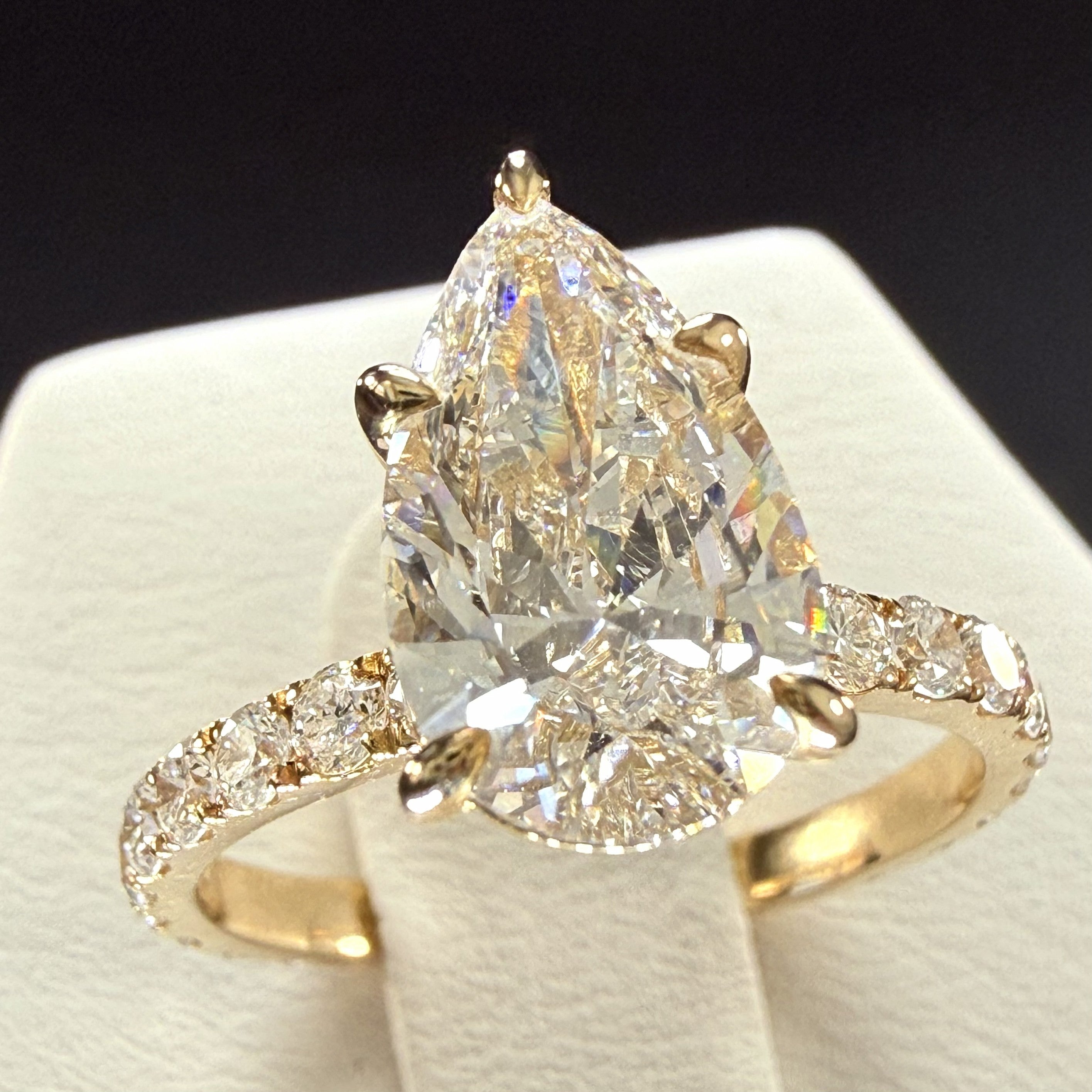 Diamond engagement ring 2ct Pear Lab grown 14K Yellow Gold Engagement Ring
