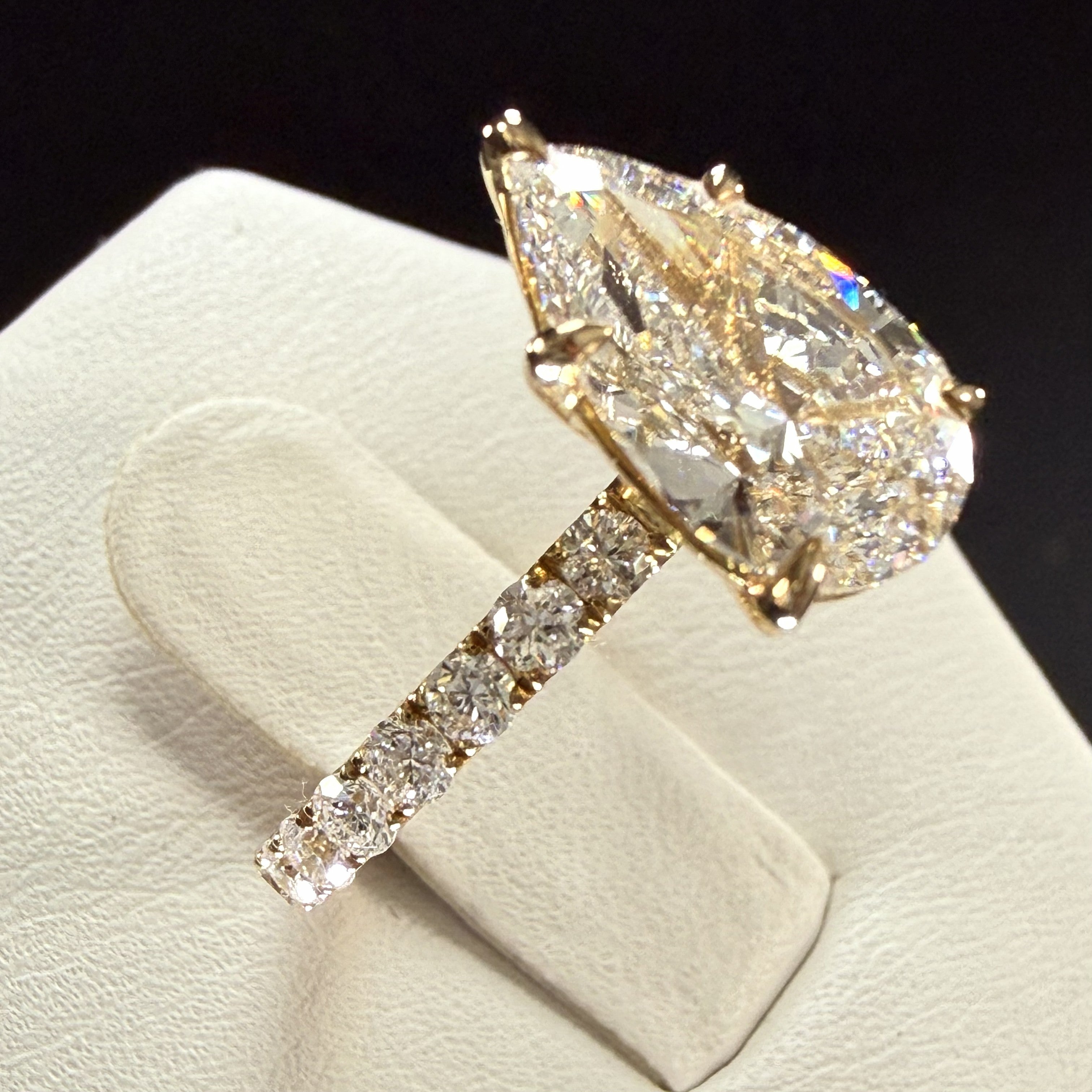 Diamond engagement ring 2ct Pear Lab grown 14K Yellow Gold Engagement Ring