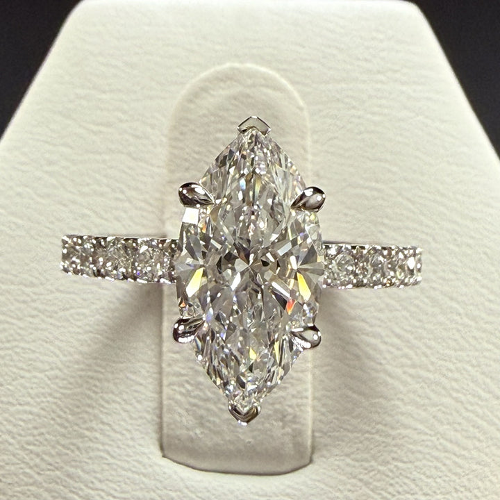 2.75ct Total Weight Marquise Cut Diamond IGI Certified 14K White Gold Engagement Ring