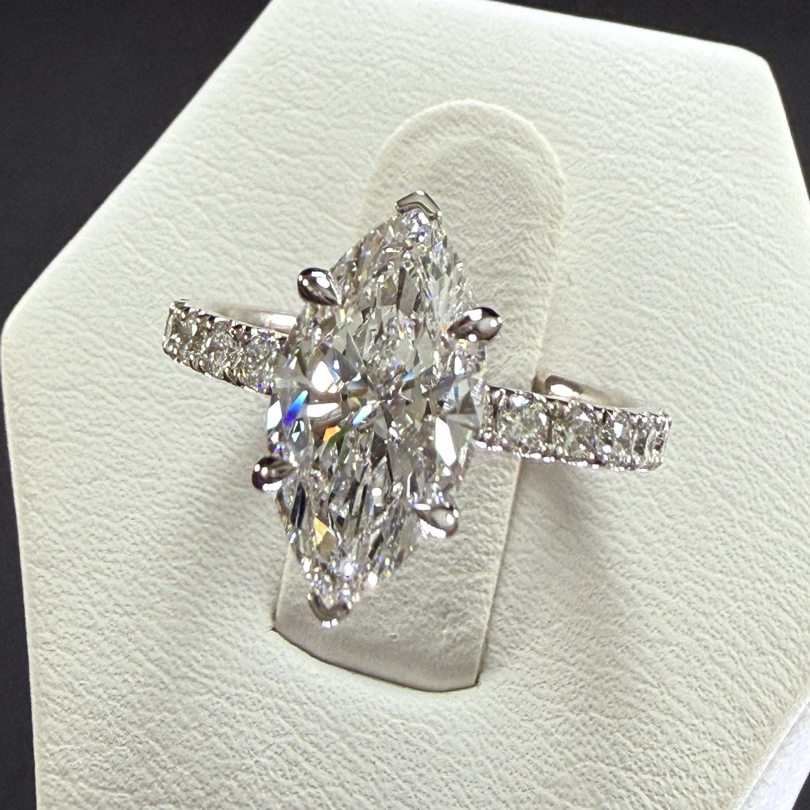 2.75ct Total Weight Marquise Cut Diamond IGI Certified 14K White Gold Engagement Ring