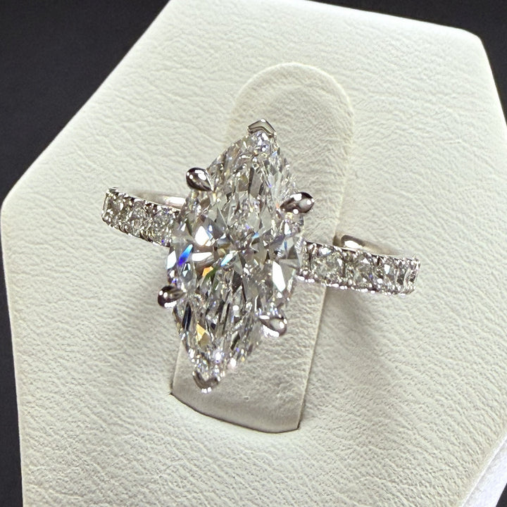 2.75ct Total Weight Marquise Cut Diamond IGI Certified 14K White Gold Engagement Ring
