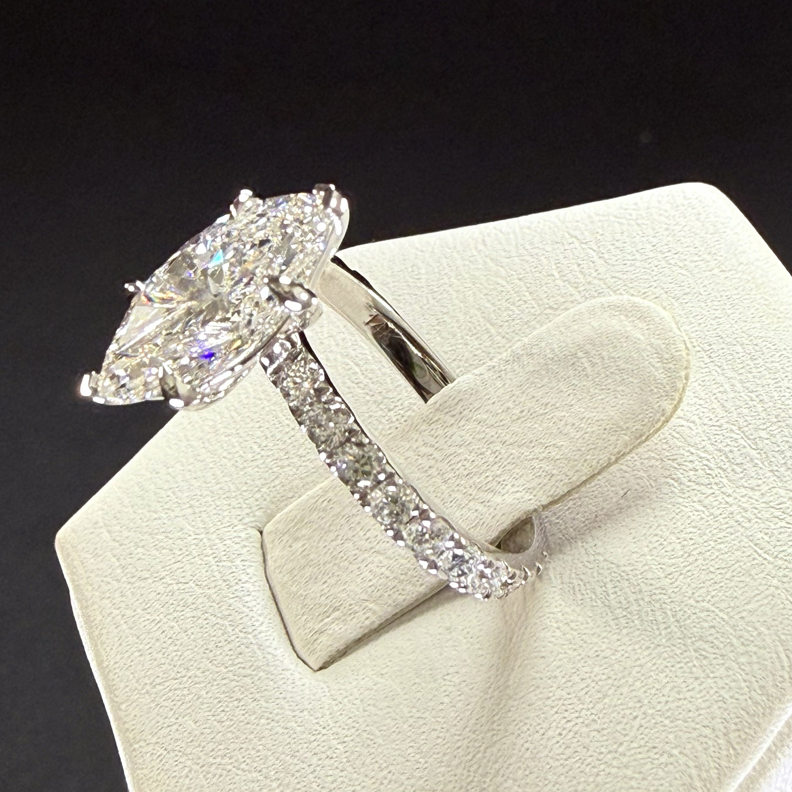 2.75ct Total Weight Marquise Cut Diamond IGI Certified 14K White Gold Engagement Ring