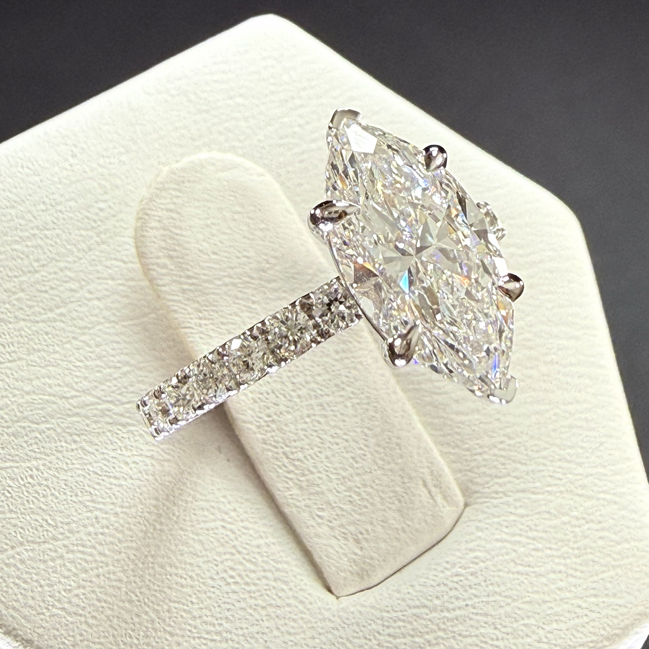 2.75ct Total Weight Marquise Cut Diamond IGI Certified 14K White Gold Engagement Ring