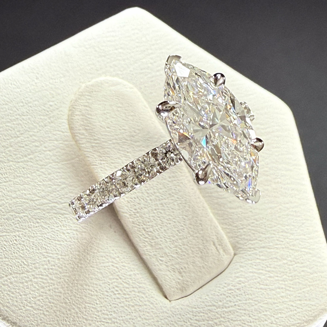 2.75ct Total Weight Marquise Cut Diamond IGI Certified 14K White Gold Engagement Ring