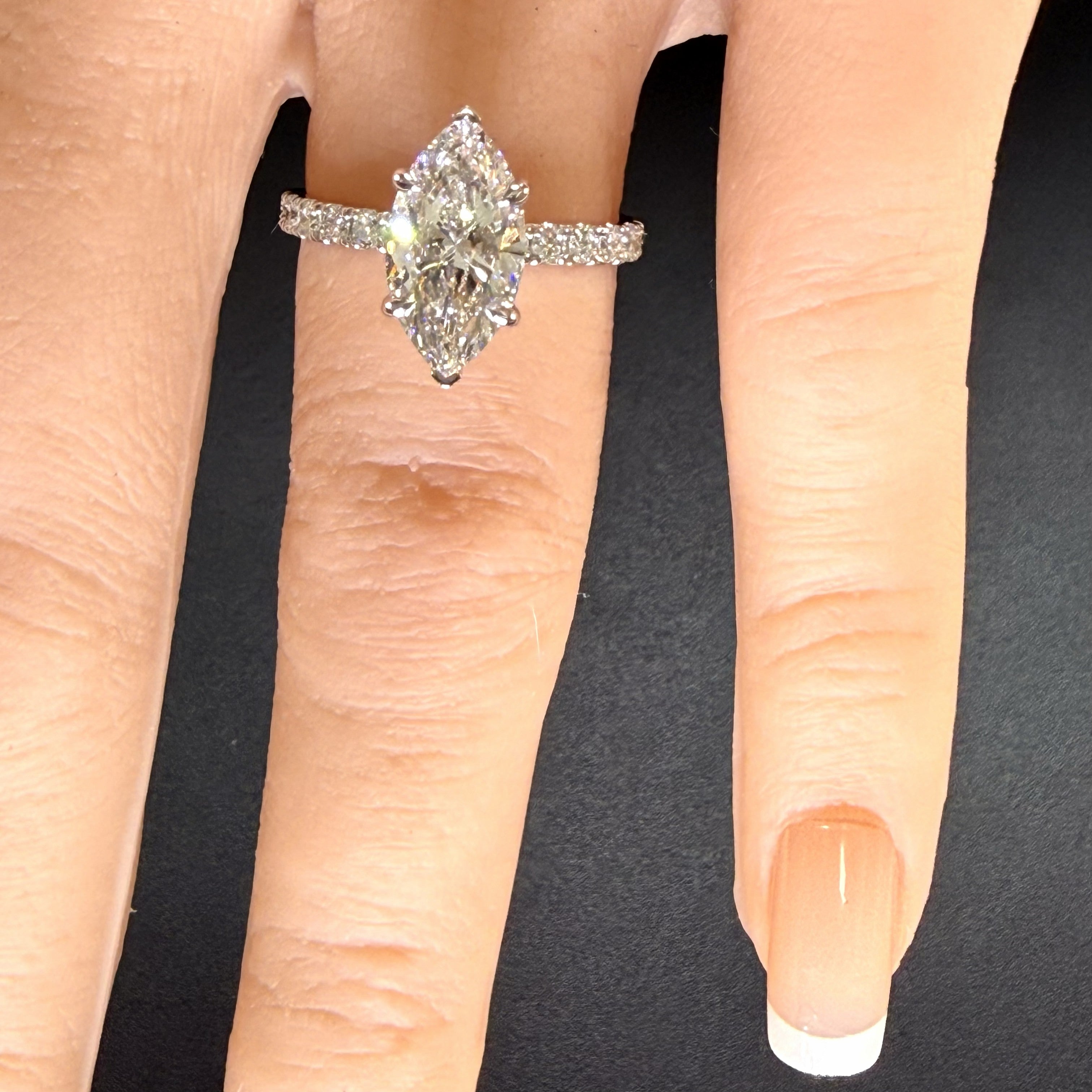 2.75ct Total Weight Marquise Cut Diamond IGI Certified 14K White Gold Engagement Ring
