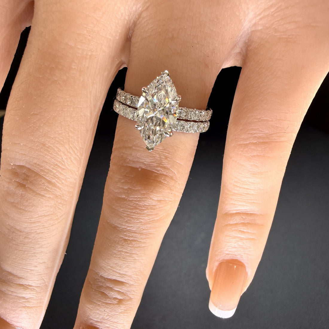 2.75ct Total Weight Marquise Cut Diamond IGI Certified 14K White Gold Engagement Ring