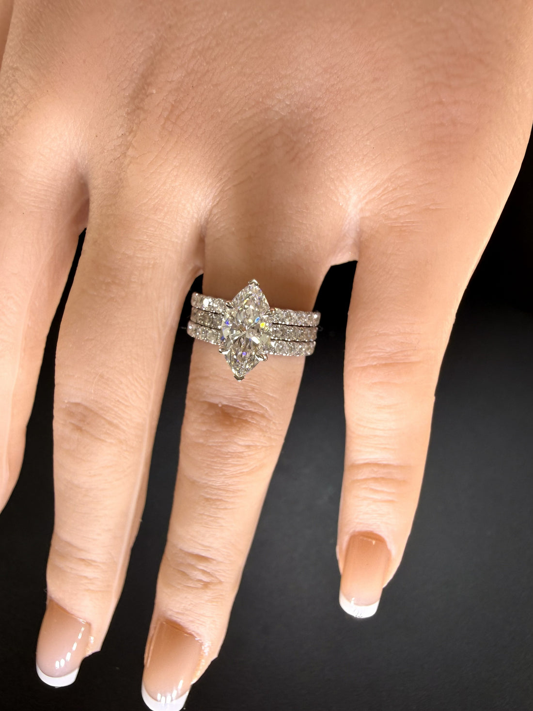 2.75ct Total Weight Marquise Cut Diamond IGI Certified 14K White Gold Engagement Ring