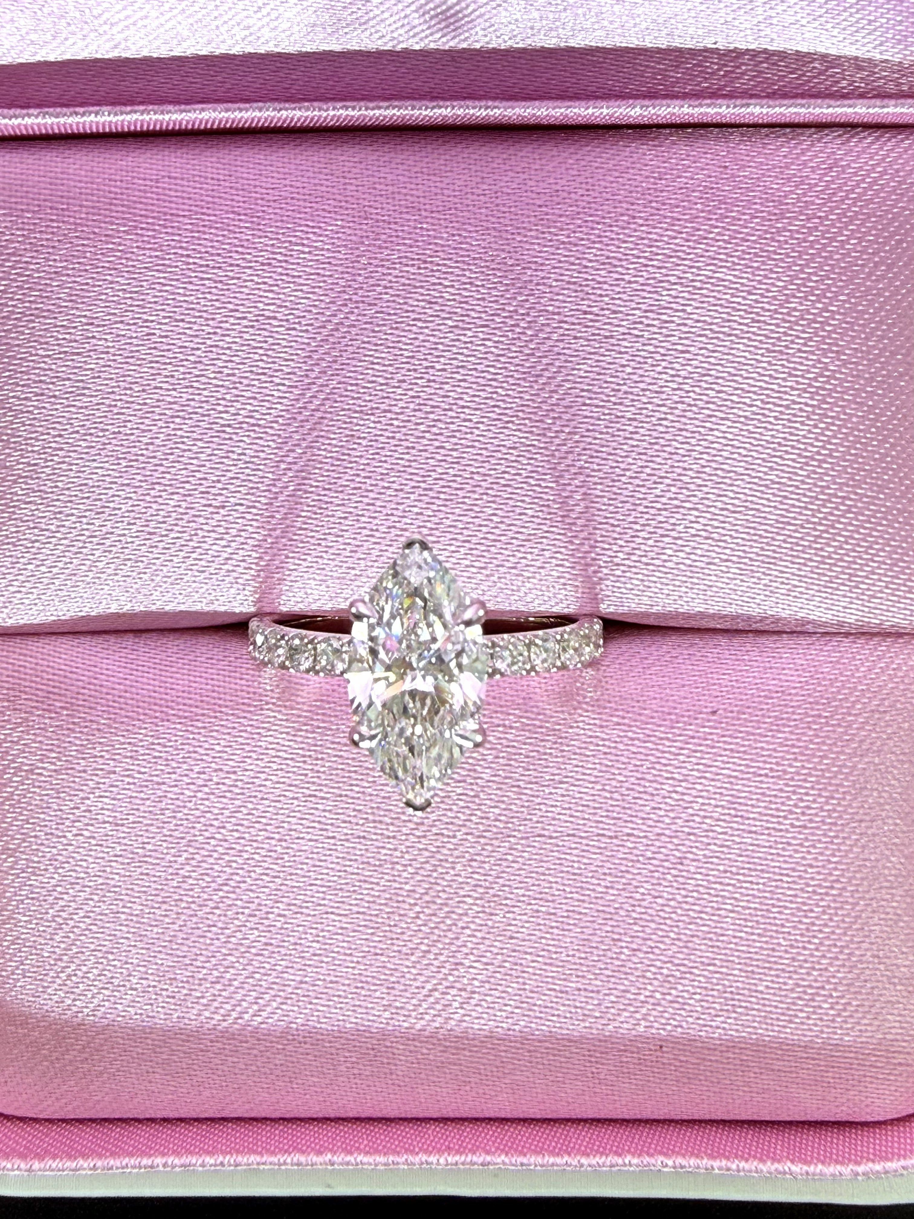 2.75ct Total Weight Marquise Cut Diamond IGI Certified 14K White Gold Engagement Ring