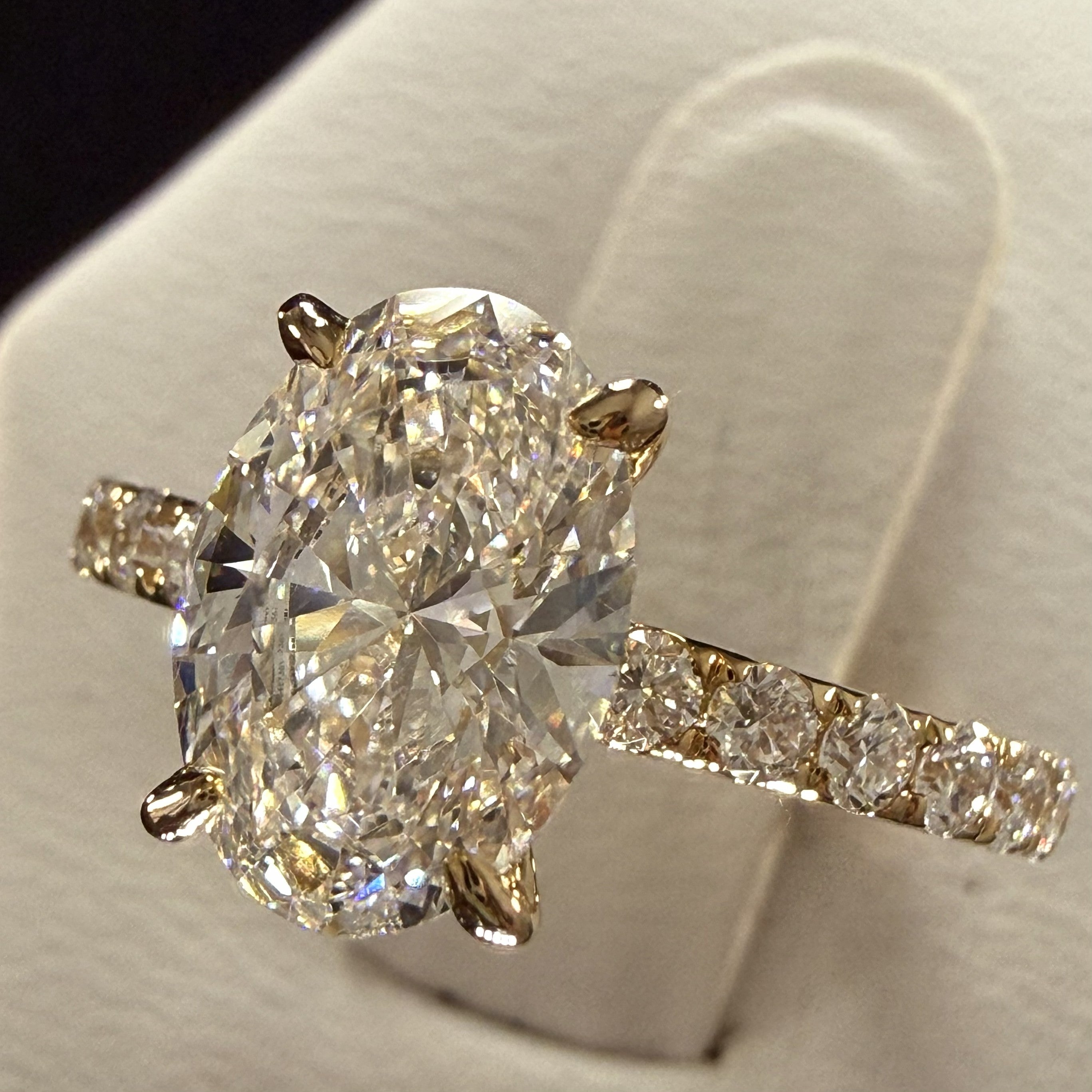 2.27ct Total Weight Oval Cut Diamond IGI Certified 14K Yellow Gold Engagement Ring
