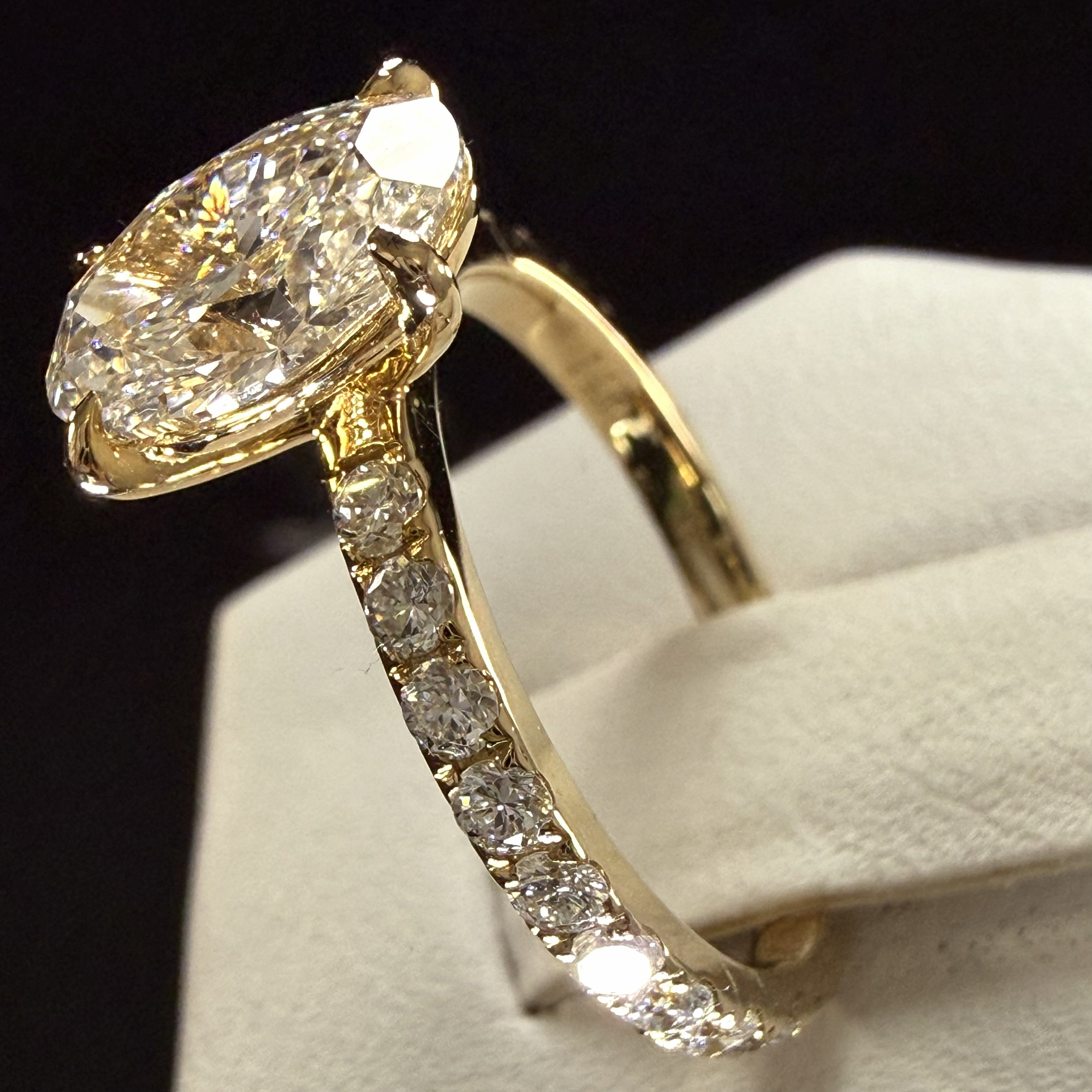 2.27ct Total Weight Oval Cut Diamond IGI Certified 14K Yellow Gold Engagement Ring