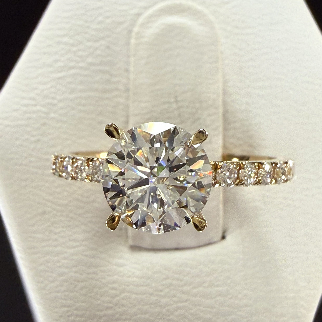 2ct Total Weight Round Cut Lab Grown Diamond IGI Certified 14K Yellow Gold Engagement Ring