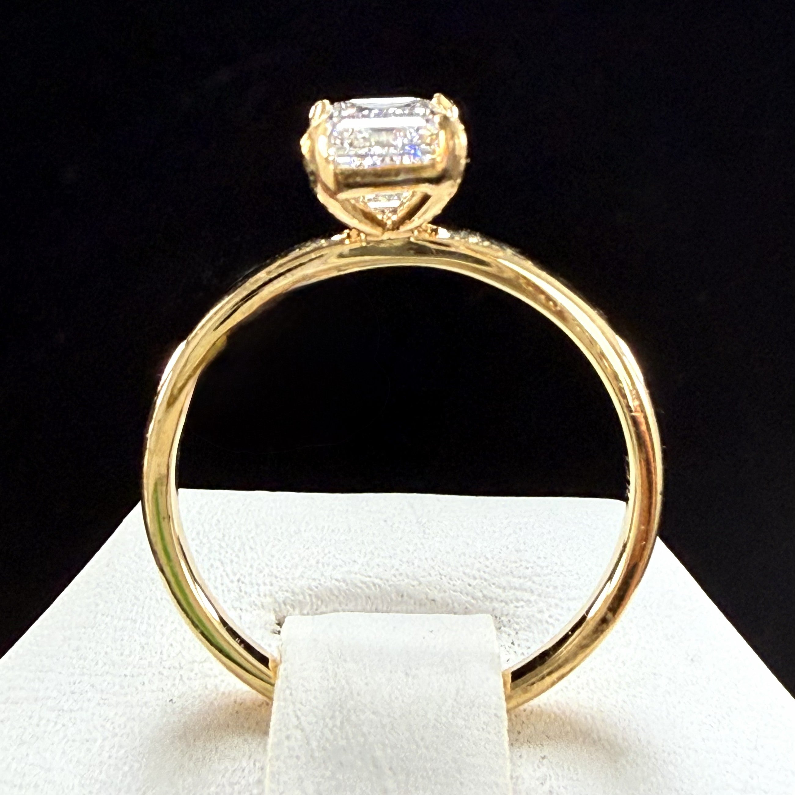 1.5ct Elongated Emerald Cut Lab Grown Diamond IGI Certified 14K Yellow Gold Engagement Ring