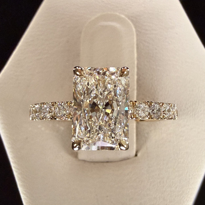 2.27ct Total Weight Radiant Cut Lab Grown Diamond IGI Certified14K Yellow Gold Engagement Ring
