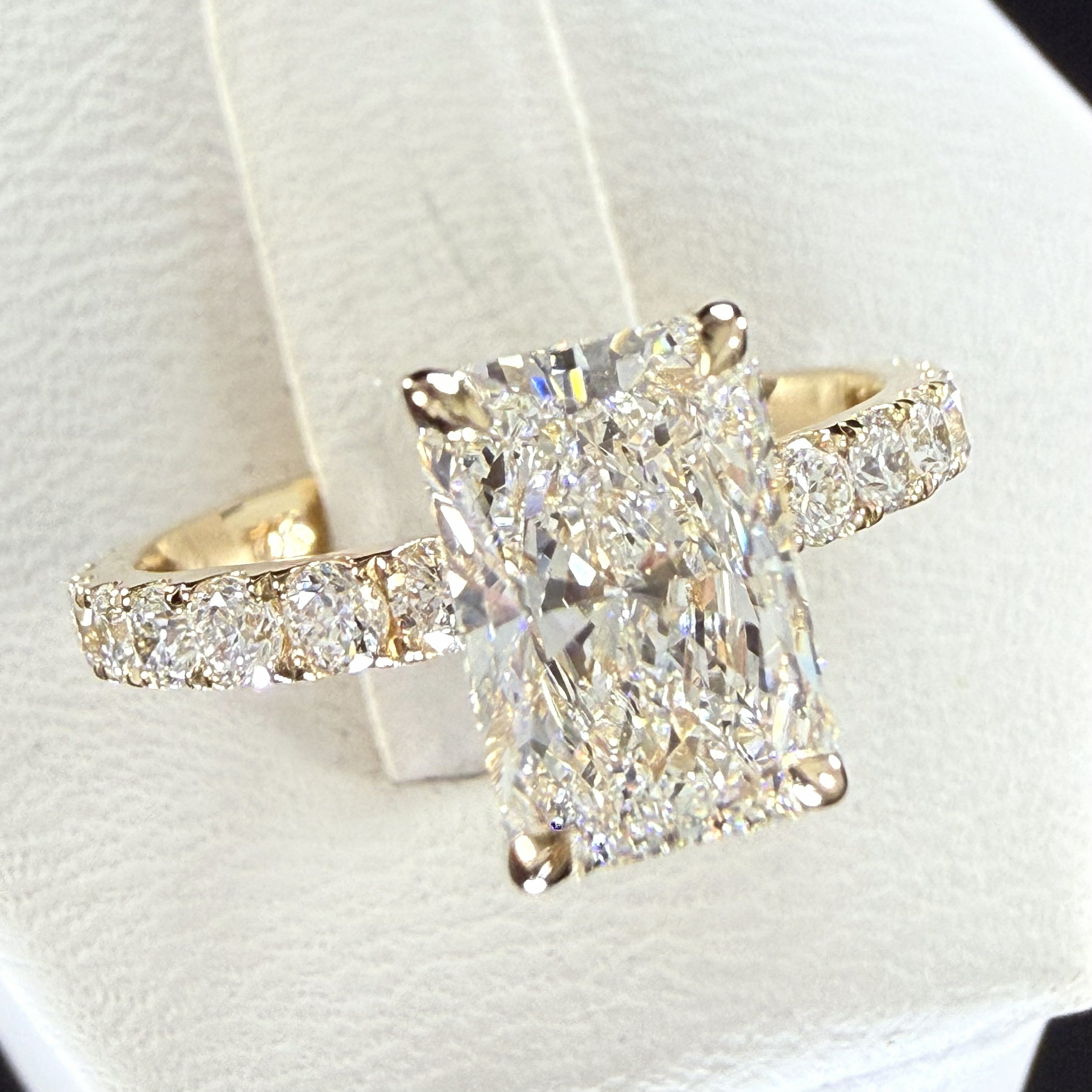 2.27ct Total Weight Radiant Cut Lab Grown Diamond IGI Certified14K Yellow Gold Engagement Ring