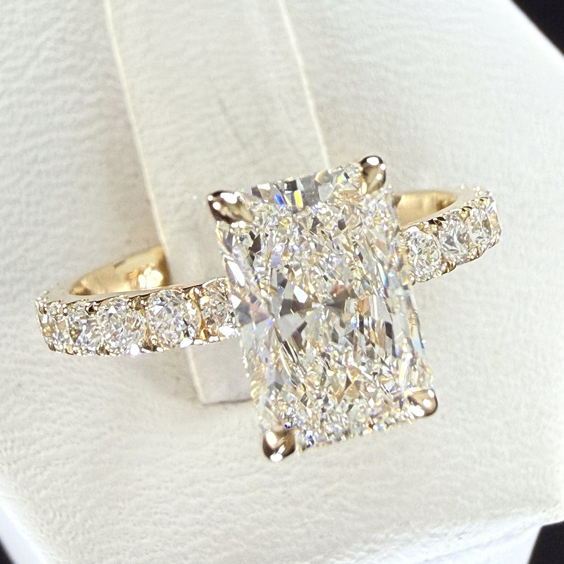 2.27ct Total Weight Radiant Cut Lab Grown Diamond IGI Certified14K Yellow Gold Engagement Ring