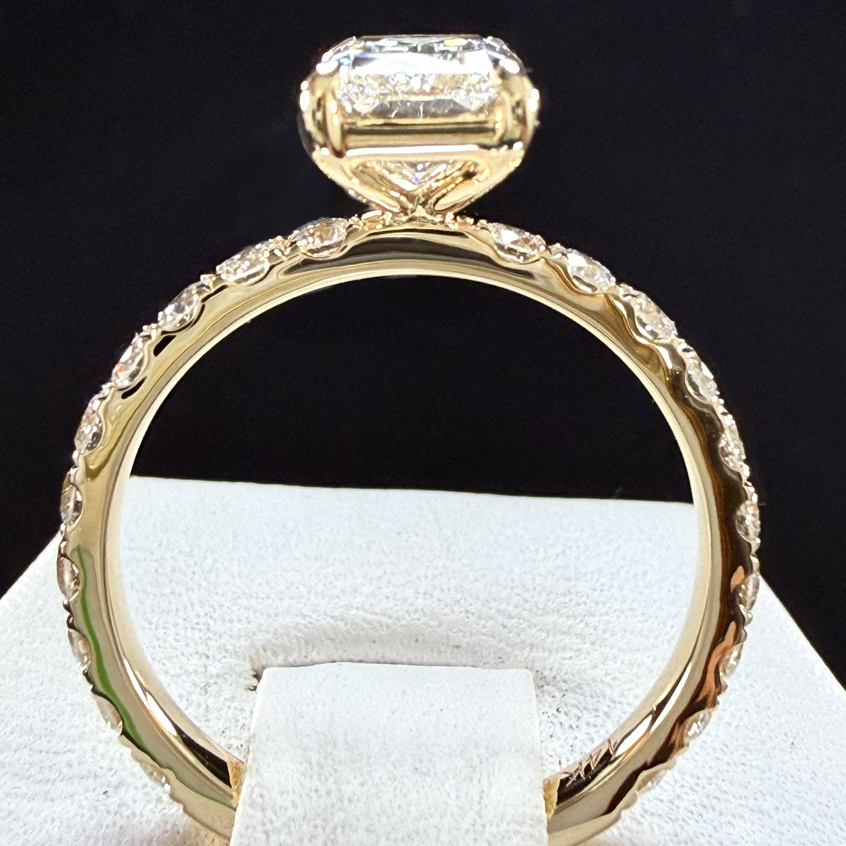 2.27ct Total Weight Radiant Cut Lab Grown Diamond IGI Certified14K Yellow Gold Engagement Ring