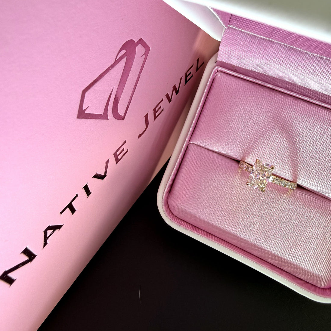 2.27ct Total Weight Radiant Cut Lab Grown Diamond IGI Certified14K Yellow Gold Engagement Ring