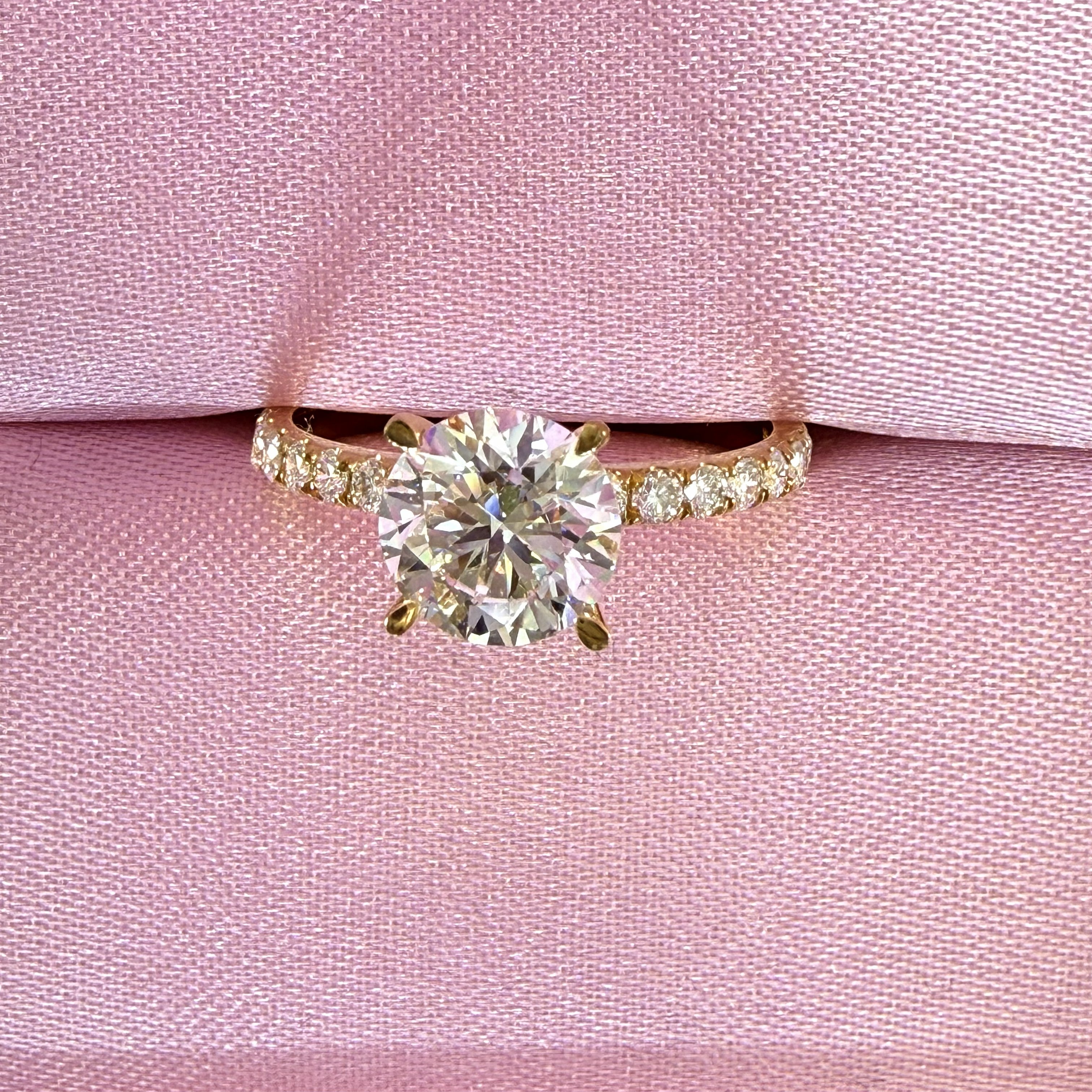 2ct Total Weight Round Cut Lab Grown Diamond IGI Certified 14K Yellow Gold Engagement Ring