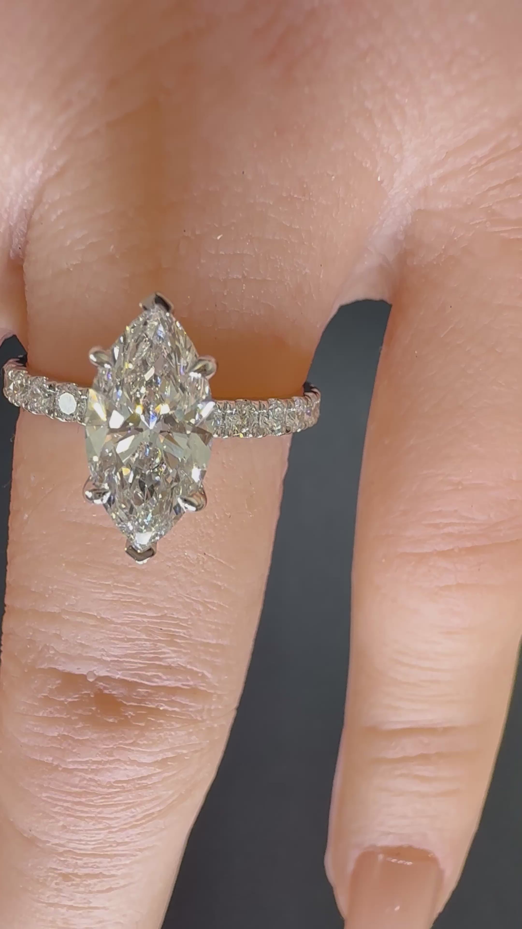 Marquise Lab Grown Diamond Engagement Ring | 2.25ct IGI Certified | 14K White Gold