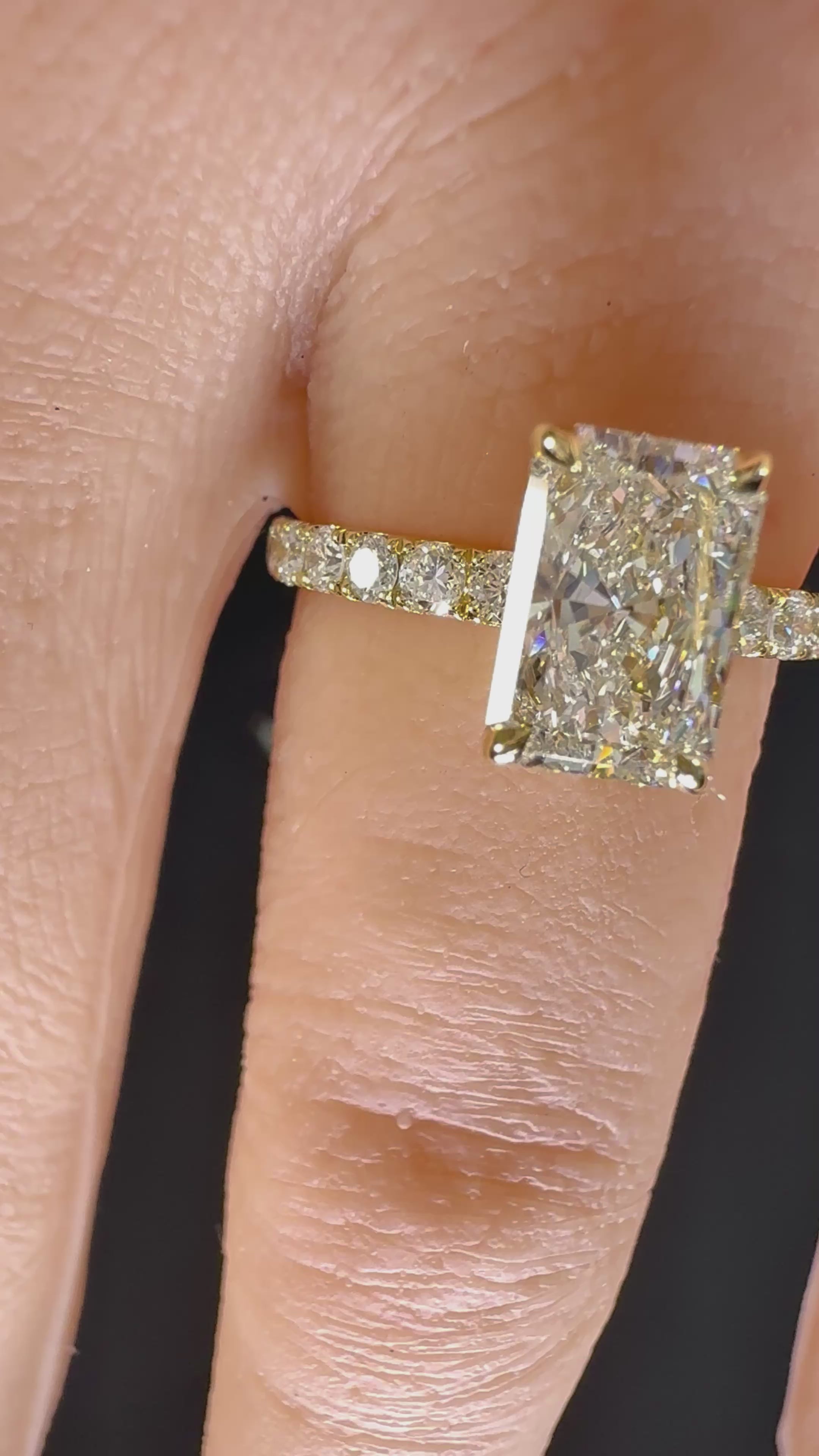 5.11 CTTW Radiant Cut Lab Grown Diamond IGI Certified14K Yellow Gold Engagement Ring