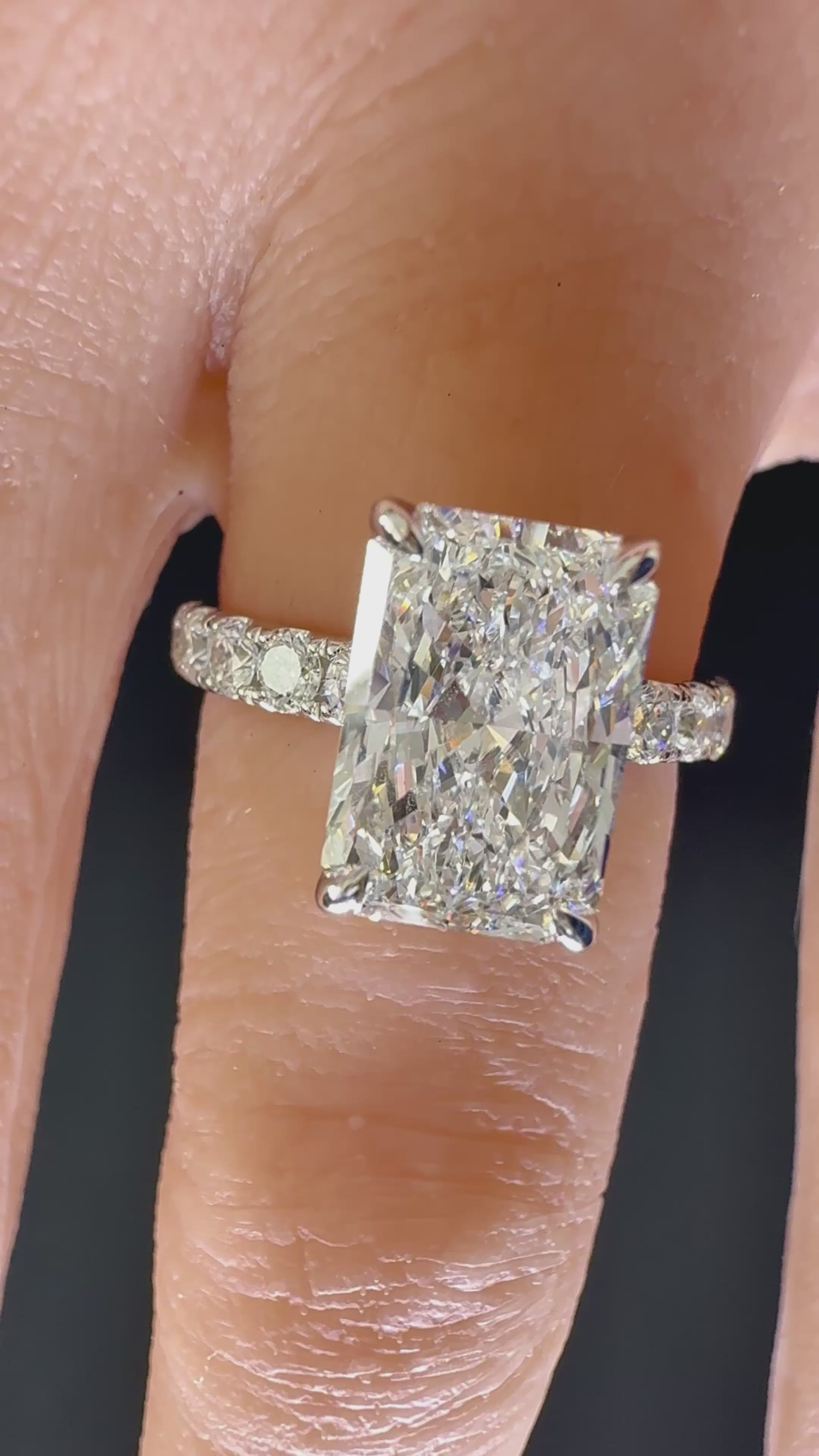 Radiant Cut Lab Grown Diamond Engagement Ring | 3.75ct IGI Certified | 14K White Gold