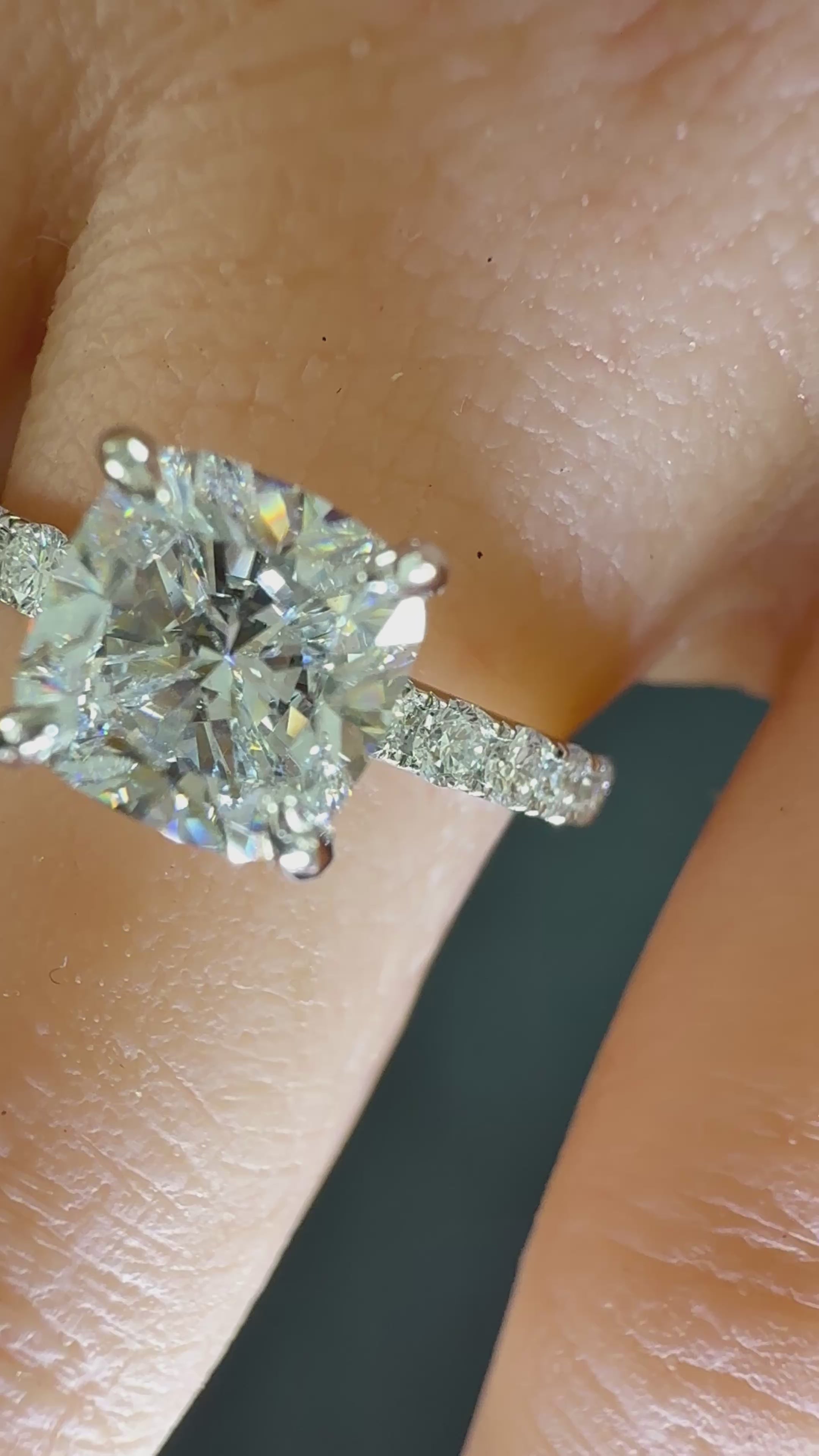 Cushion Cut Lab Grown Diamond Engagement Ring | 2ct IGI Certified | 14K White Gold