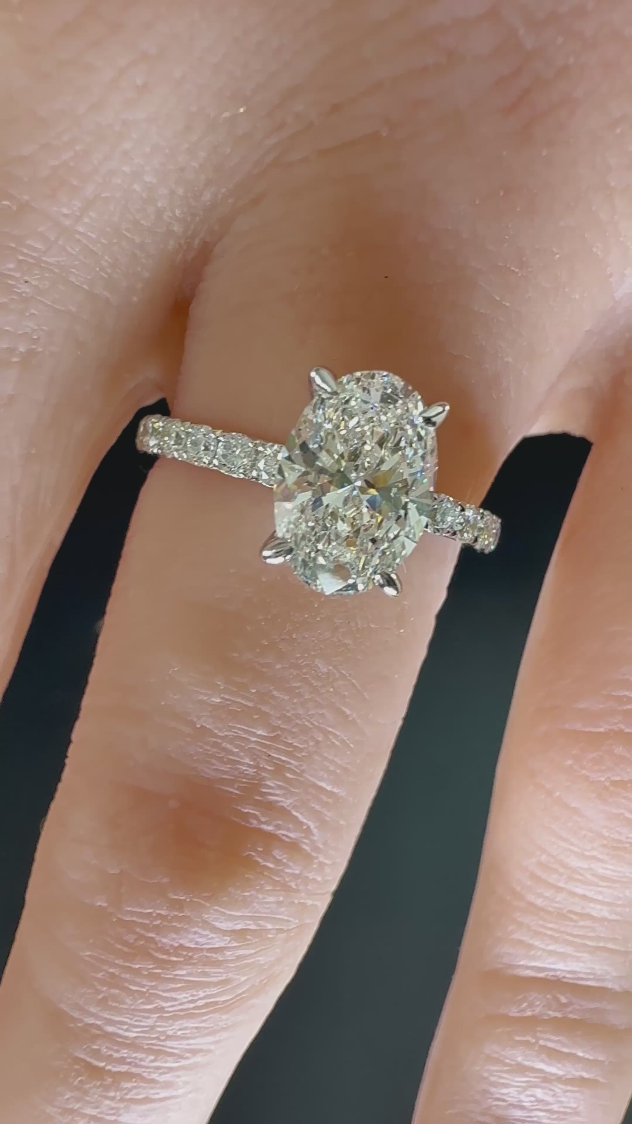 Oval Lab Grown Diamond Engagement Ring | 2.25ct IGI Certified | 14K White Gold