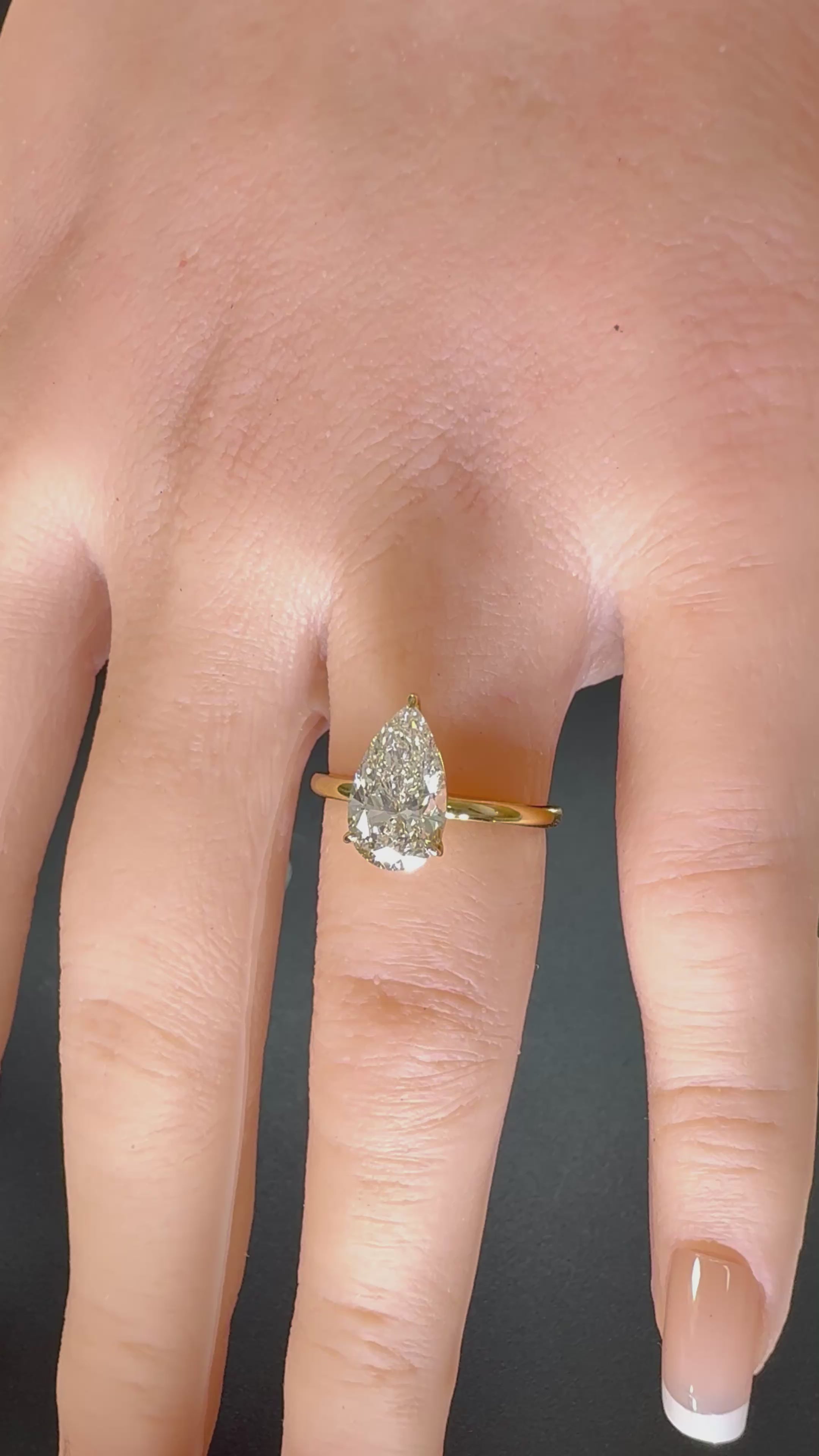 Pear Lab Grown Diamond Engagement Ring | 2ct IGI Certified | 14K Yellow Gold Solitaire
