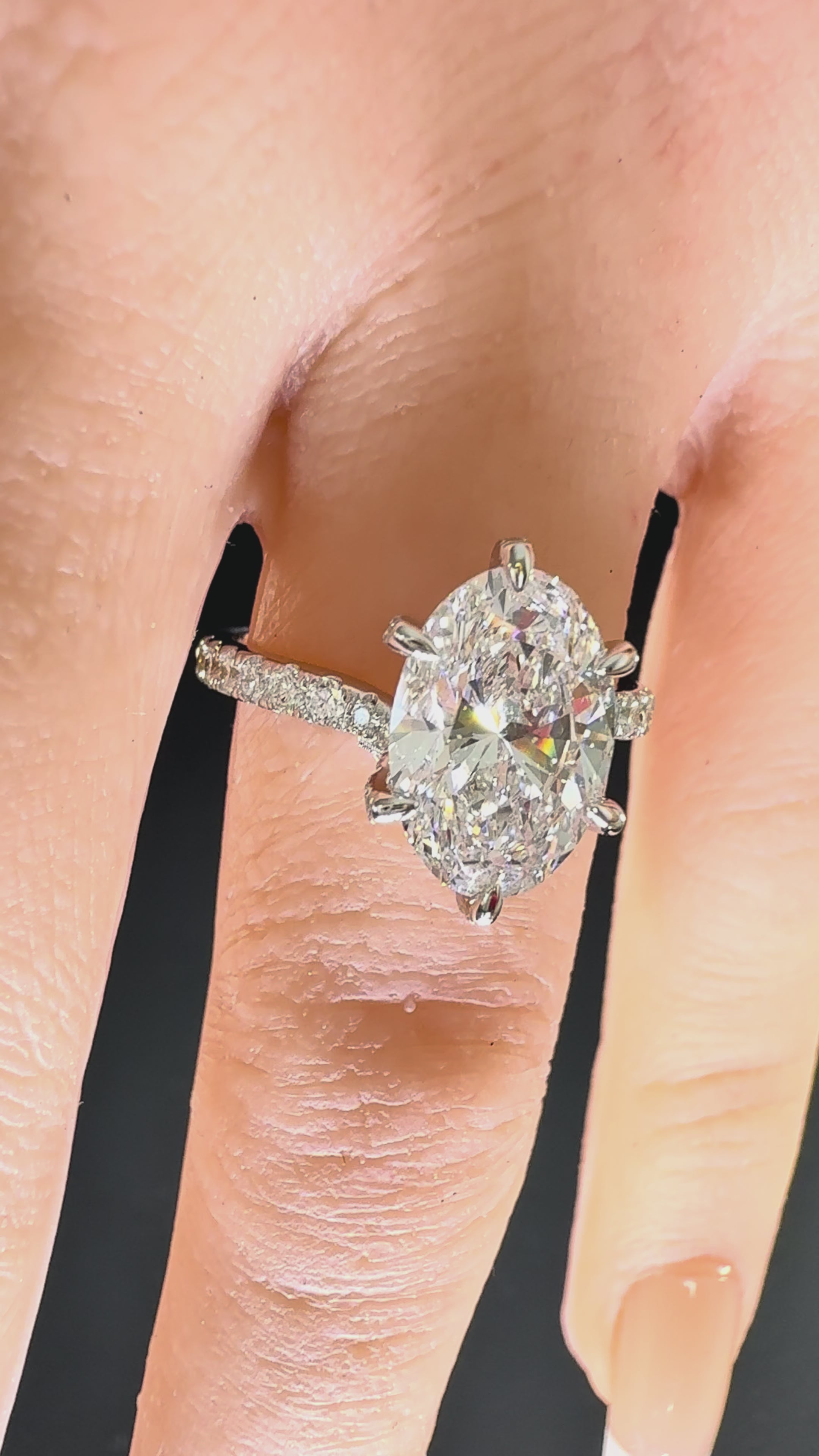 3.6ct Oval Cut Lab Grown Diamond IGI Certified 14K White Gold Engagement Ring