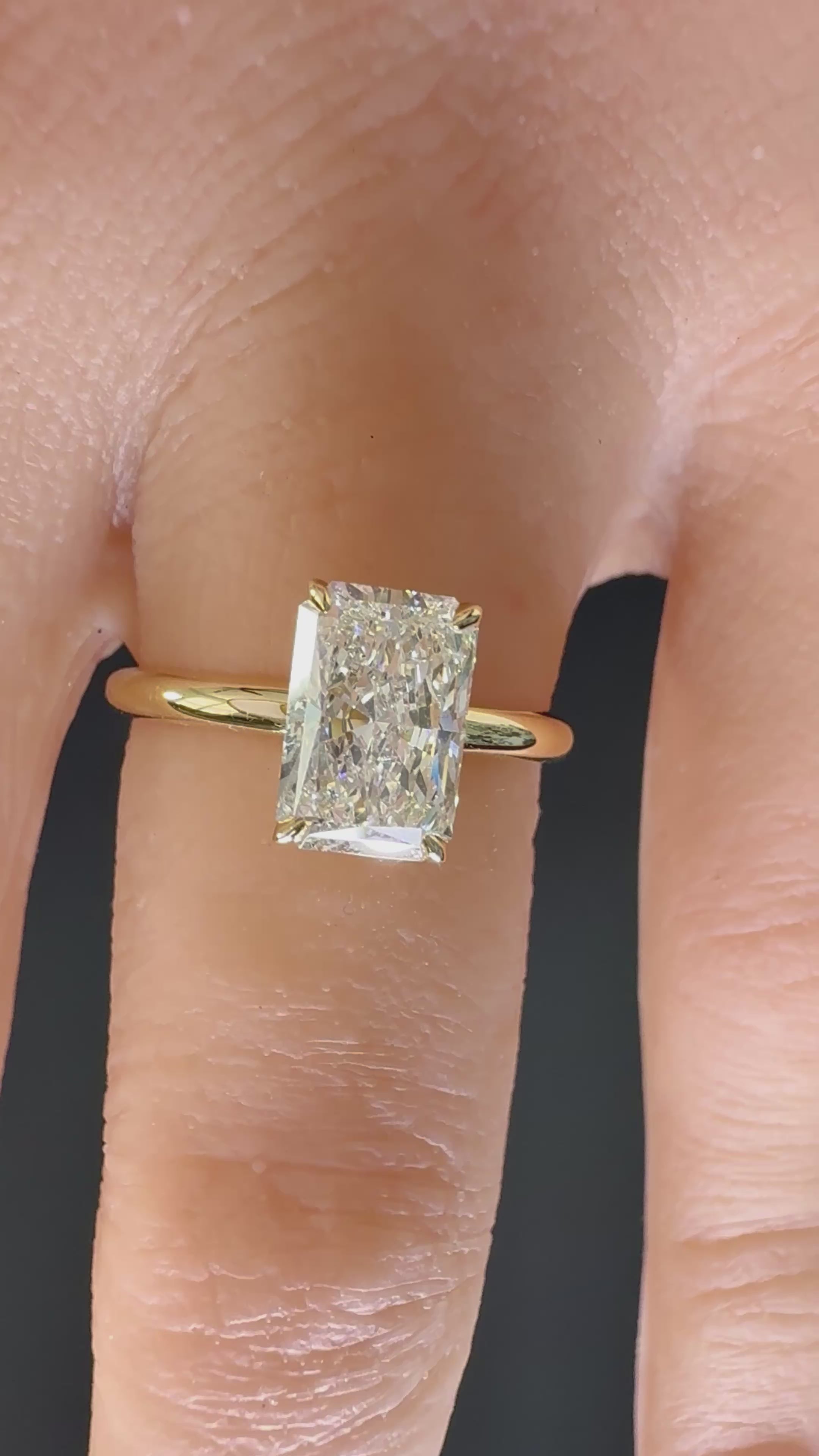 Radiant Cut Lab Grown Diamond Engagement Ring | 2ct IGI Certified | 14K Yellow Gold Solitaire