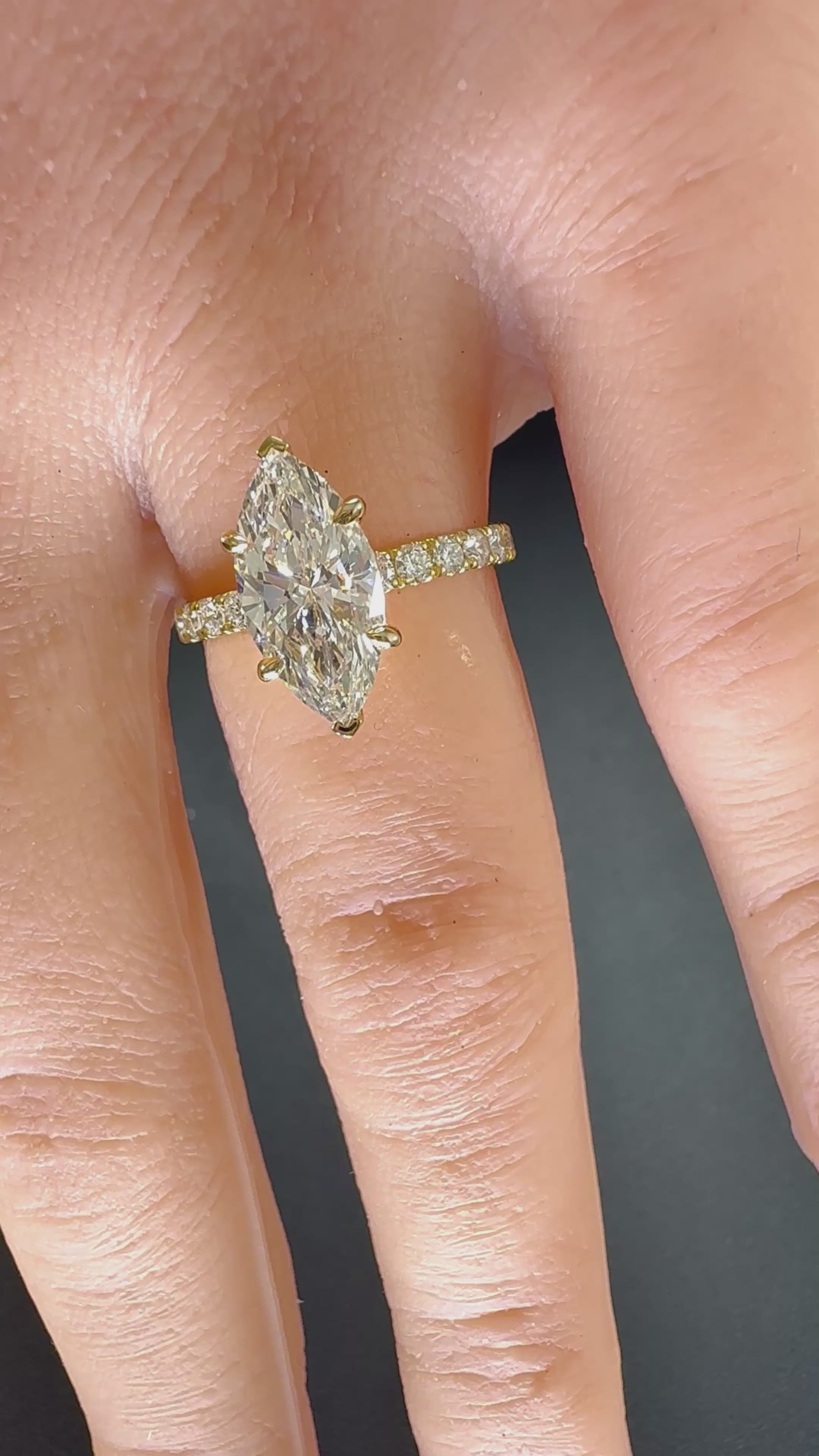 Marquise Lab Grown Diamond Engagement Ring | 2.27ct IGI Certified | 14K Yellow Gold