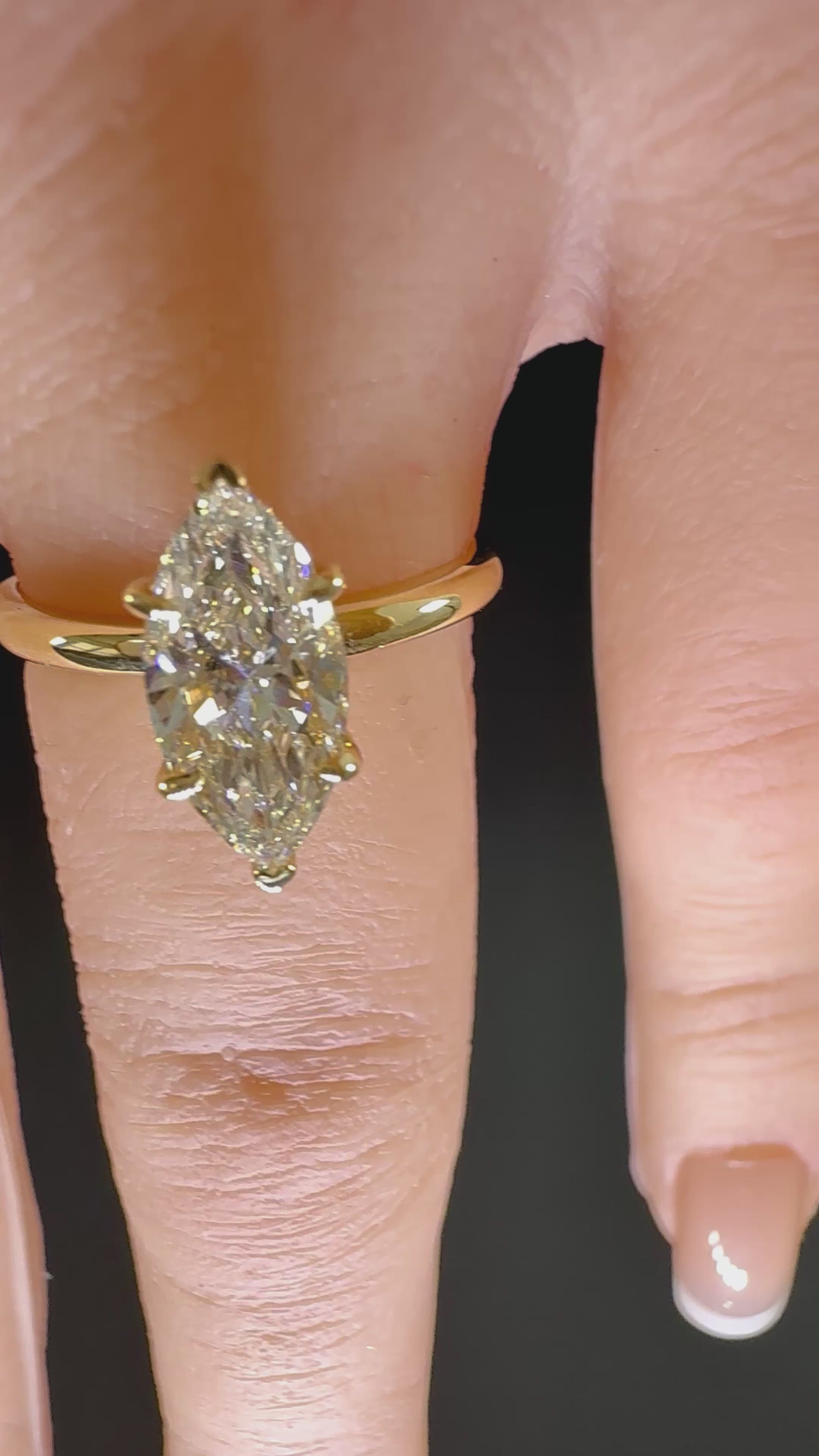 Marquise Lab Grown Diamond Engagement Ring | 1.5ct IGI Certified | 14K Yellow Gold Solitaire